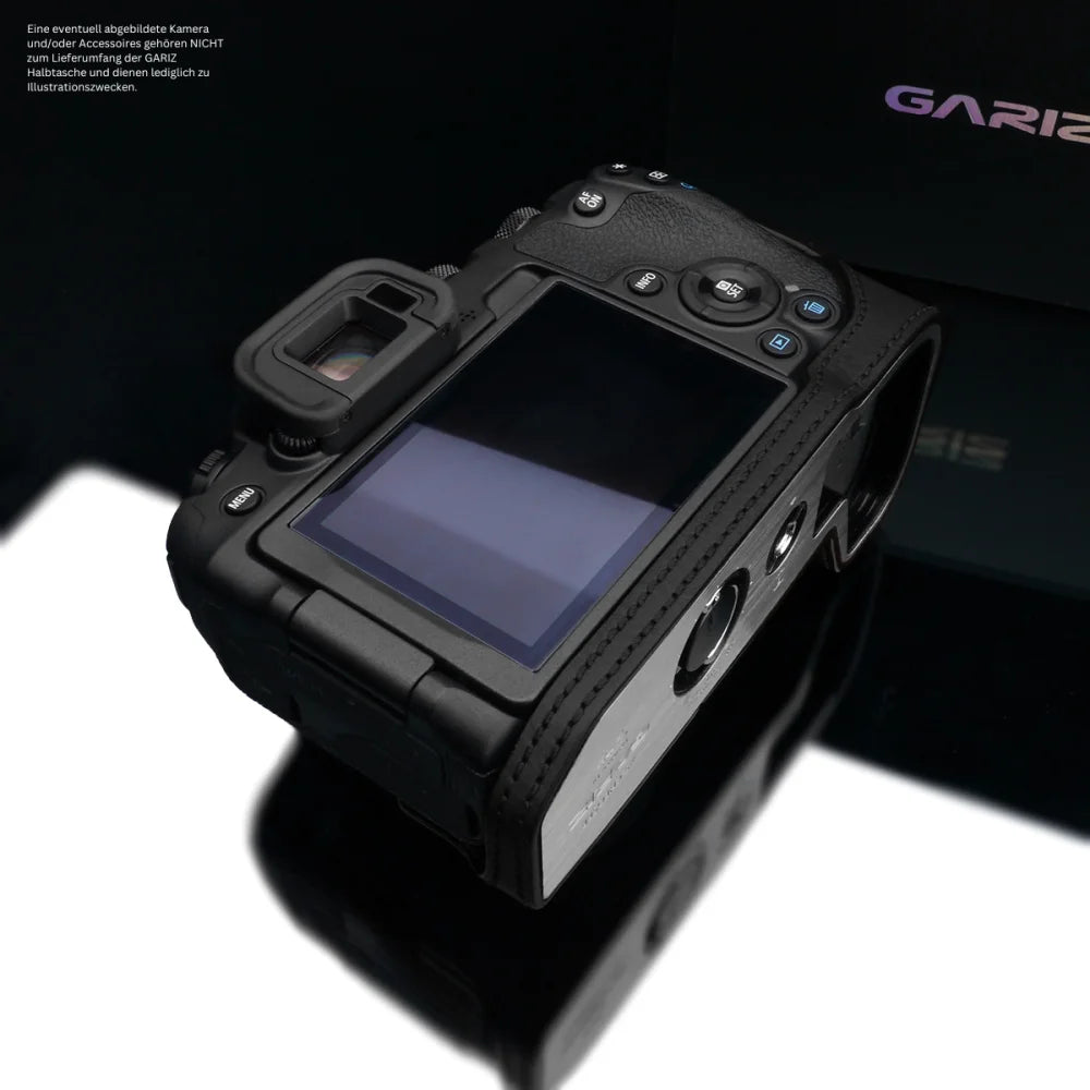 Gariz Design Half Case Bereitschaftstasche | Canon - Leder - Schwarz | Kameratasche Für Canon Eos R8 & Eos Rp Vollformatkamera | Leder
