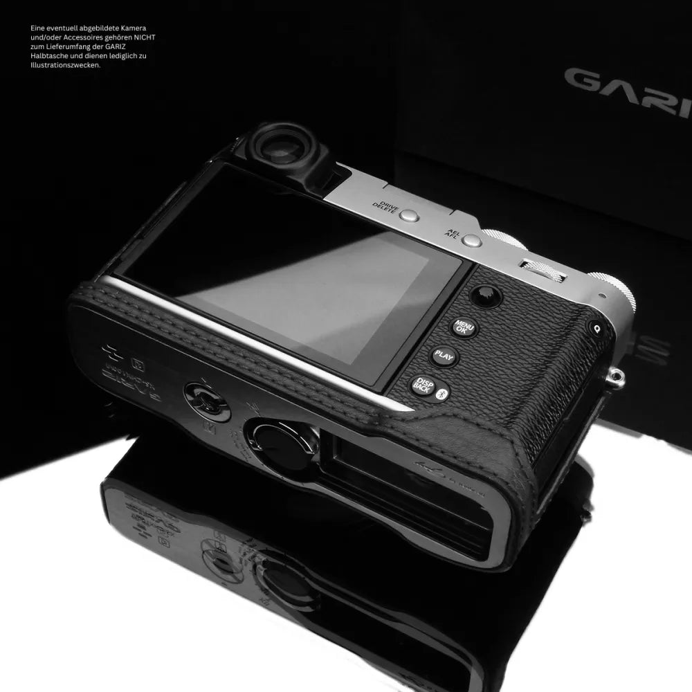 Gariz Design Half Case Bereitschaftstasche | Kameratasche Für Fujifilm X100vi | Italienisches Leder In Schwarz | Gariz Design