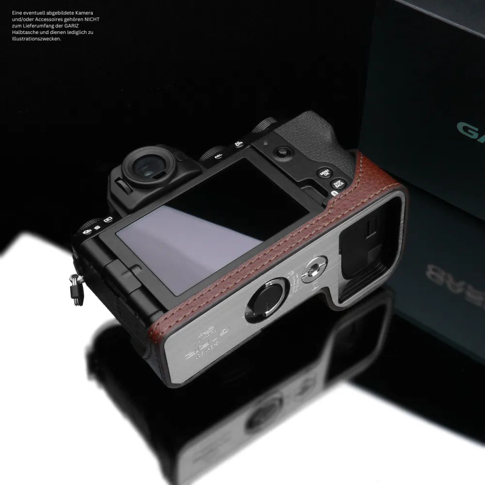 Gariz Design Half Case Bereitschaftstasche | Leder Fototasche Für Fuji X-s20 Aus Leder In Braun Von Gariz Design