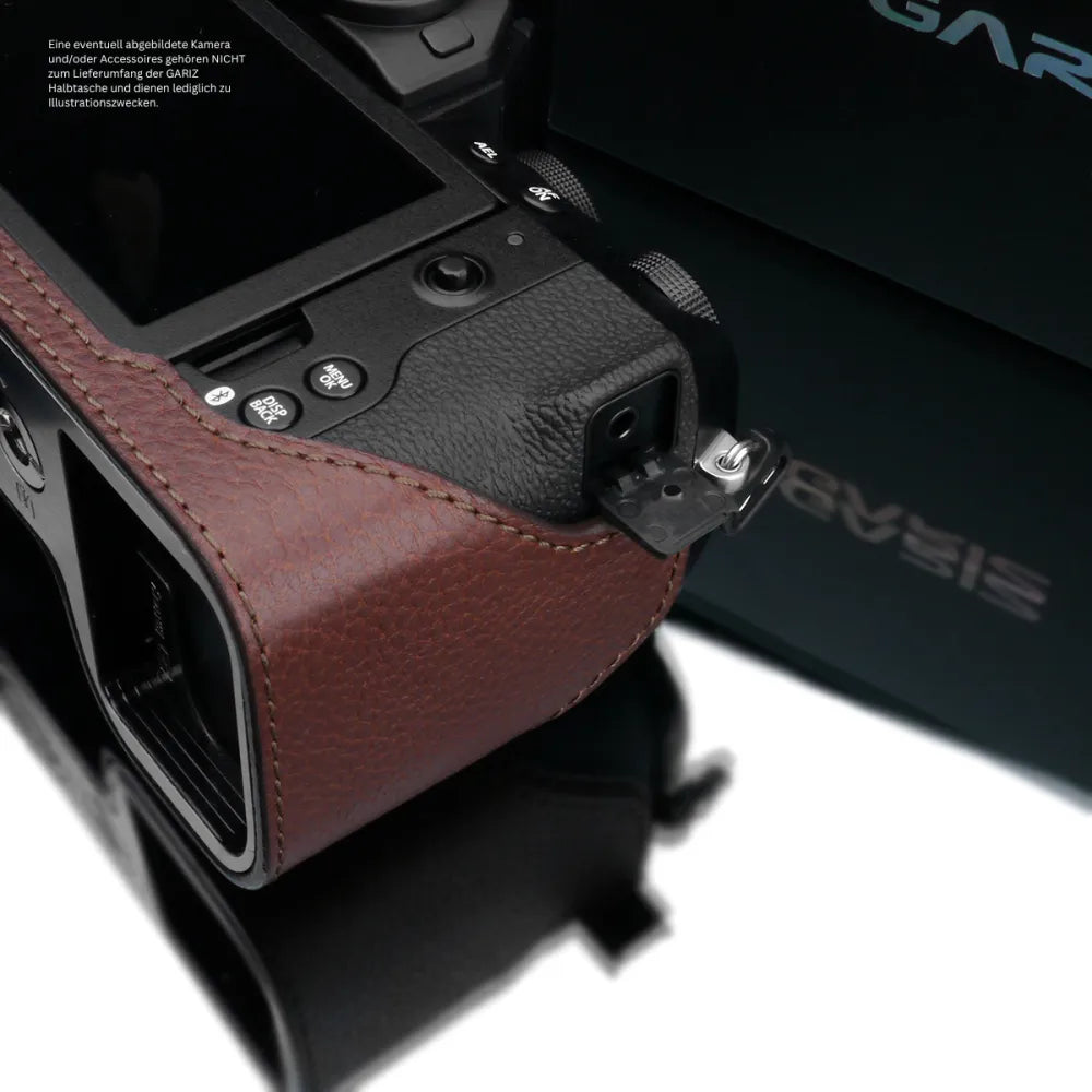 Gariz Design Half Case Bereitschaftstasche | Leder Fototasche Für Fuji X-s20 Aus Leder In Braun Von Gariz Design