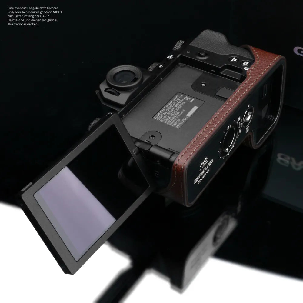 Gariz Design Half Case Bereitschaftstasche | Leder Fototasche Für Fuji X-s20 Aus Leder In Braun Von Gariz Design