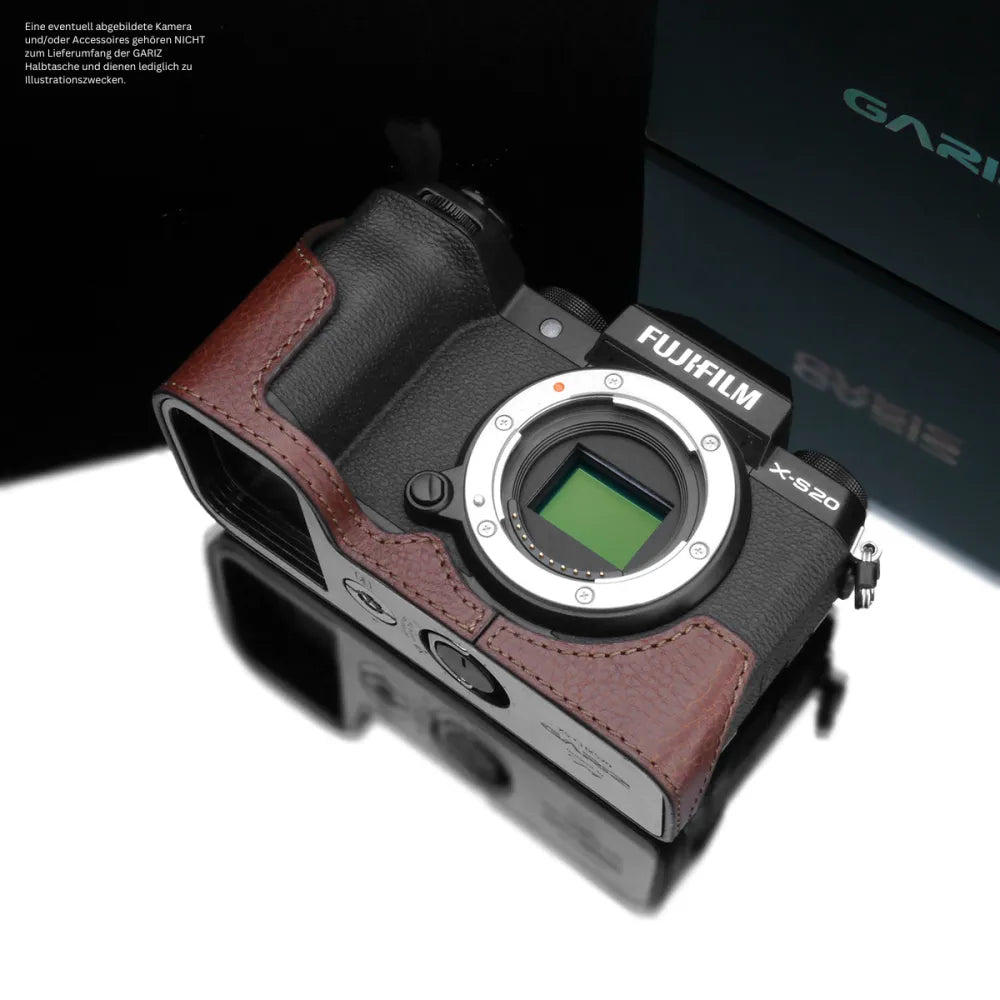 Gariz Design Half Case Bereitschaftstasche | Leder Fototasche Für Fuji X-s20 Aus Leder In Braun Von Gariz Design