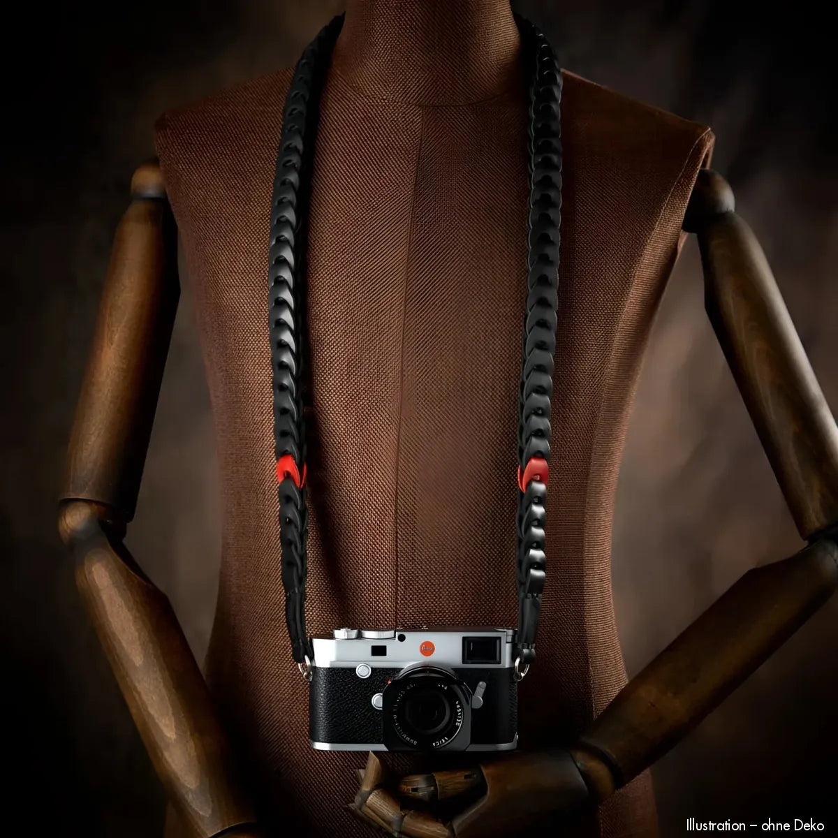Rock n Roll Camera Straps And Bags Kameragurte | Leder Kamera Tragegurt Schwarz Rot von | Red Dot Edition | für Z.b. Leica Q3 | 100cm