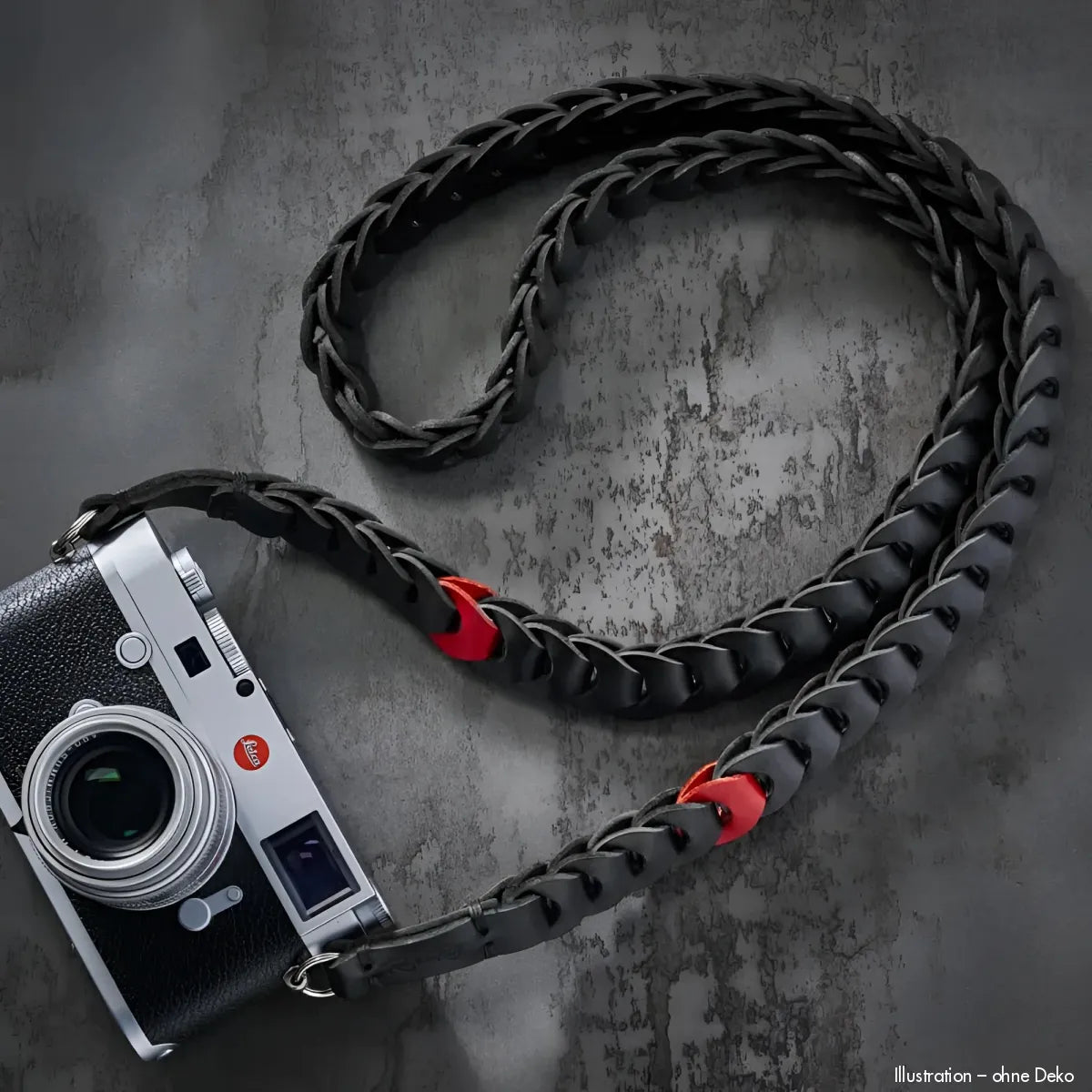 Rock n Roll Camera Straps And Bags Kameragurte | Leder Kamera Tragegurt Schwarz Rot von | Red Dot Edition | für Z.b. Leica Q3 | 100cm