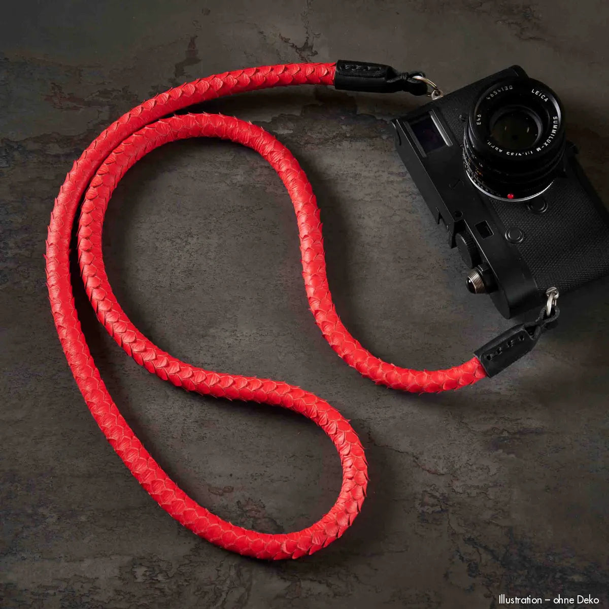 Rock n Roll Camera Straps And Bags Kameragurte | Leder-kameragurt in Rot aus Seil und Nappa Schlangenleder-design | Passend zu Leica q U.a.