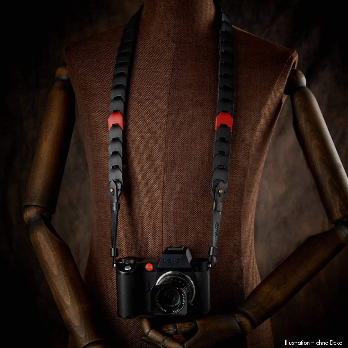 Rock n Roll Camera Straps And Bags Kameragurte | Leder-tragegurt für Kameras in Schwarz Rot von Leica Sl3-s Sl2-s Sl Usw. | 125cm