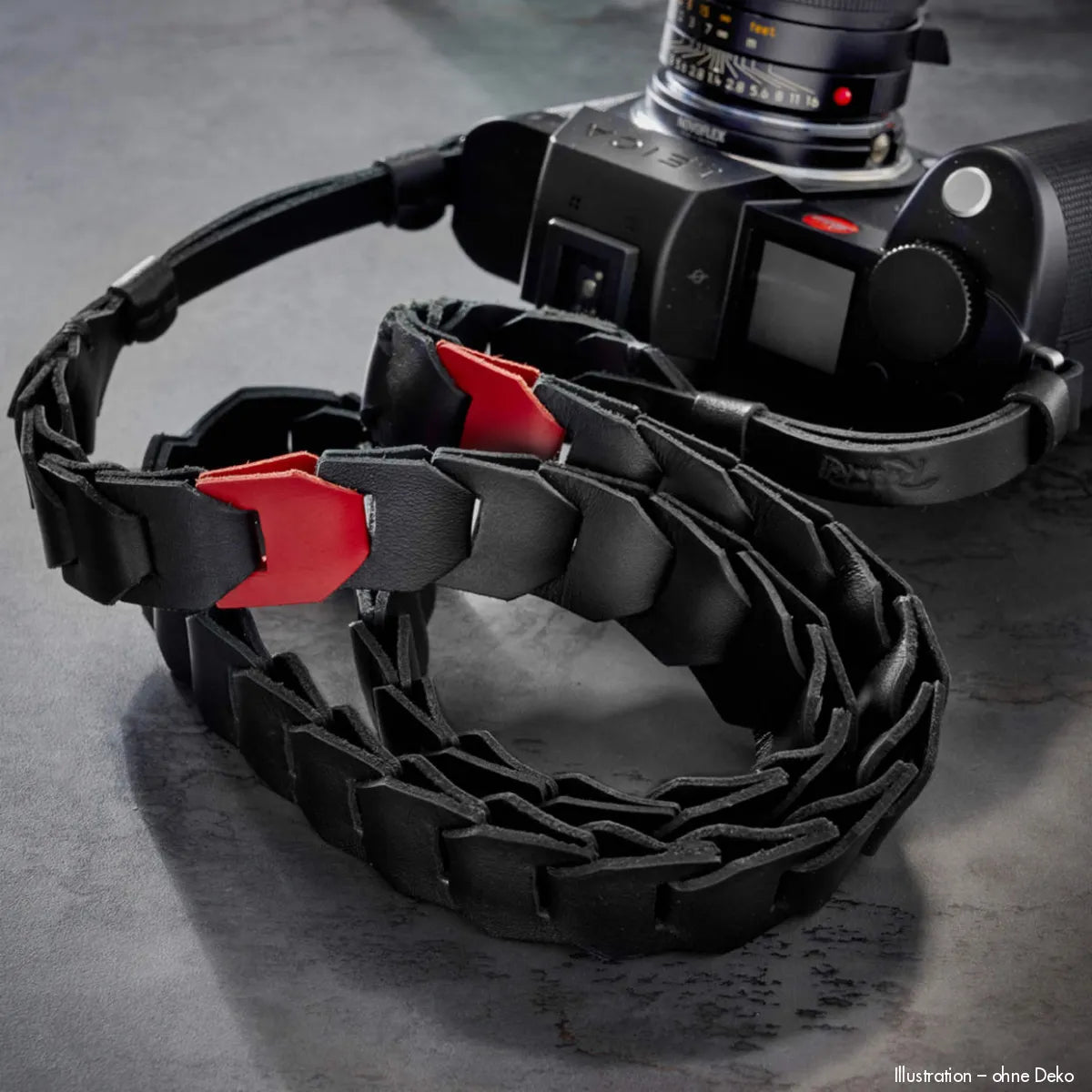 Rock n Roll Camera Straps And Bags Kameragurte | Leder-tragegurt für Kameras in Schwarz Rot von Leica Sl3-s Sl2-s Sl Usw. | 125cm