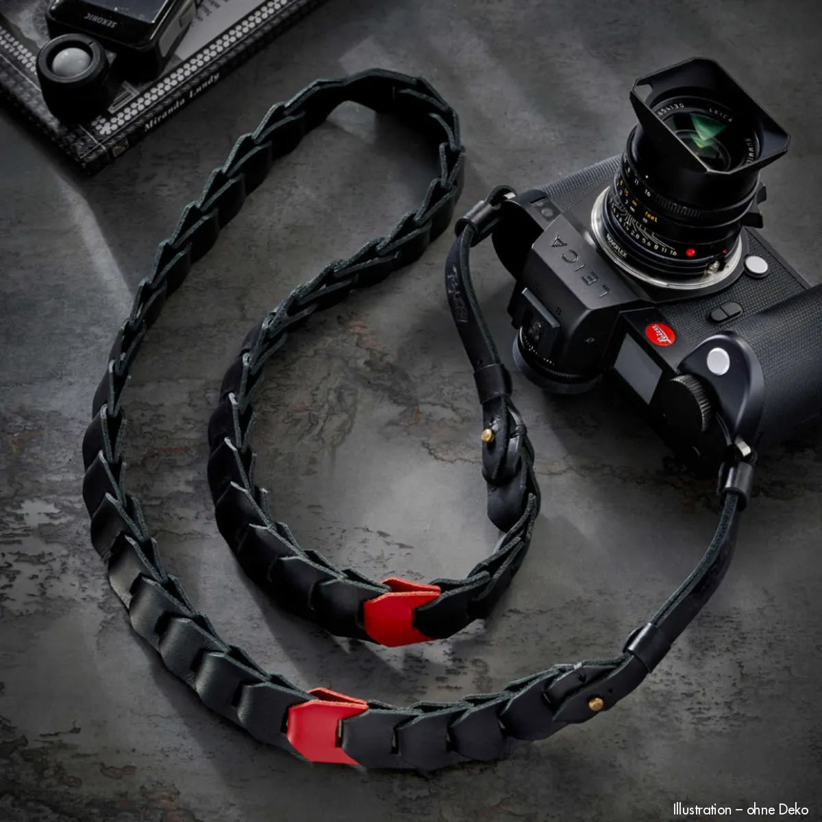 Rock n Roll Camera Straps And Bags Kameragurte | Leder-tragegurt für Kameras in Schwarz Rot von Leica Sl3-s Sl2-s Sl Usw. | 125cm