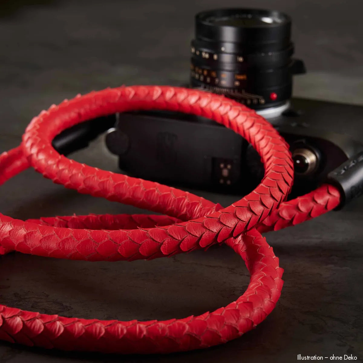 Rock n Roll Camera Straps And Bags Kameragurte | Nappa Kamera Schultergurt aus Leder & Seil in Rot von | Schlangenleder-optik | für Leica m