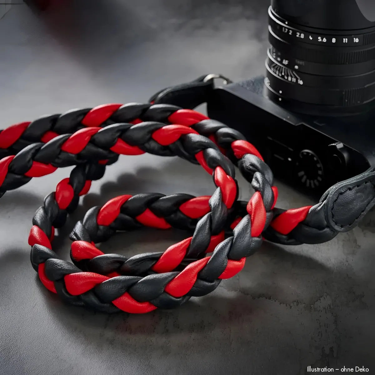 Rock n Roll Camera Straps And Bags Kameragurte | Nappaleder Kamera-gurt in Schwarz Rot von für Z.b. Leica M11 | 100cm
