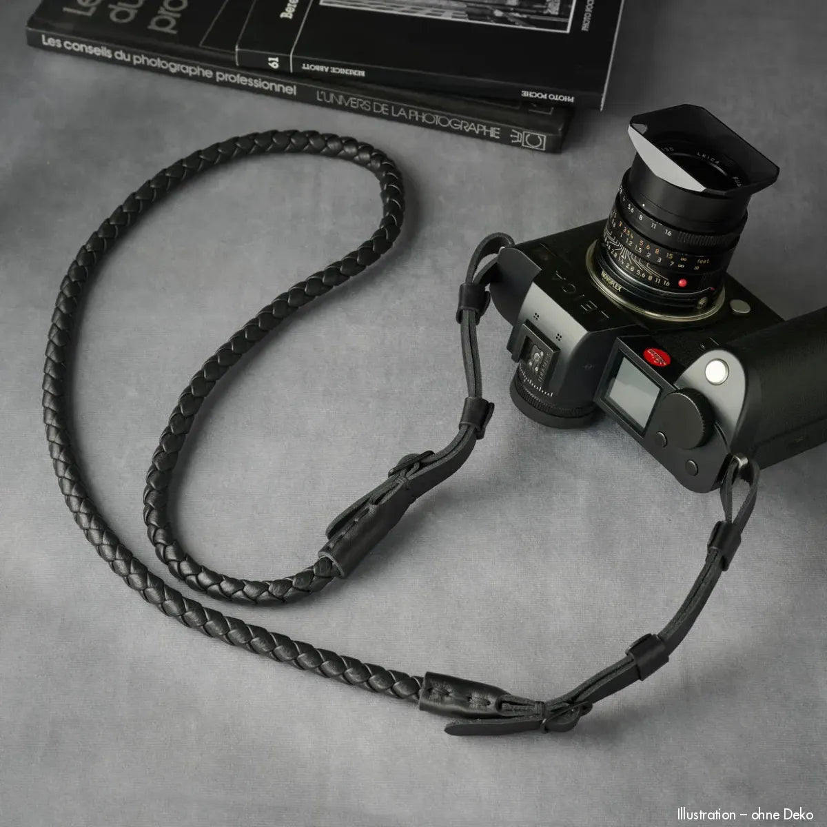 Rock n Roll Camera Straps And Bags Kameragurte | Leder Kameragurt für Leica Sl Modelle | Geflochten Schwarz 125cm