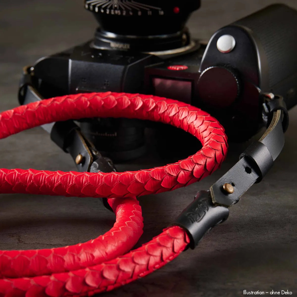 Rock n Roll Camera Straps And Bags Kameragurte | Roter Nappaleder Kamera Schultergurt für Leica Sl Modelle in Schlangenhaut Optik