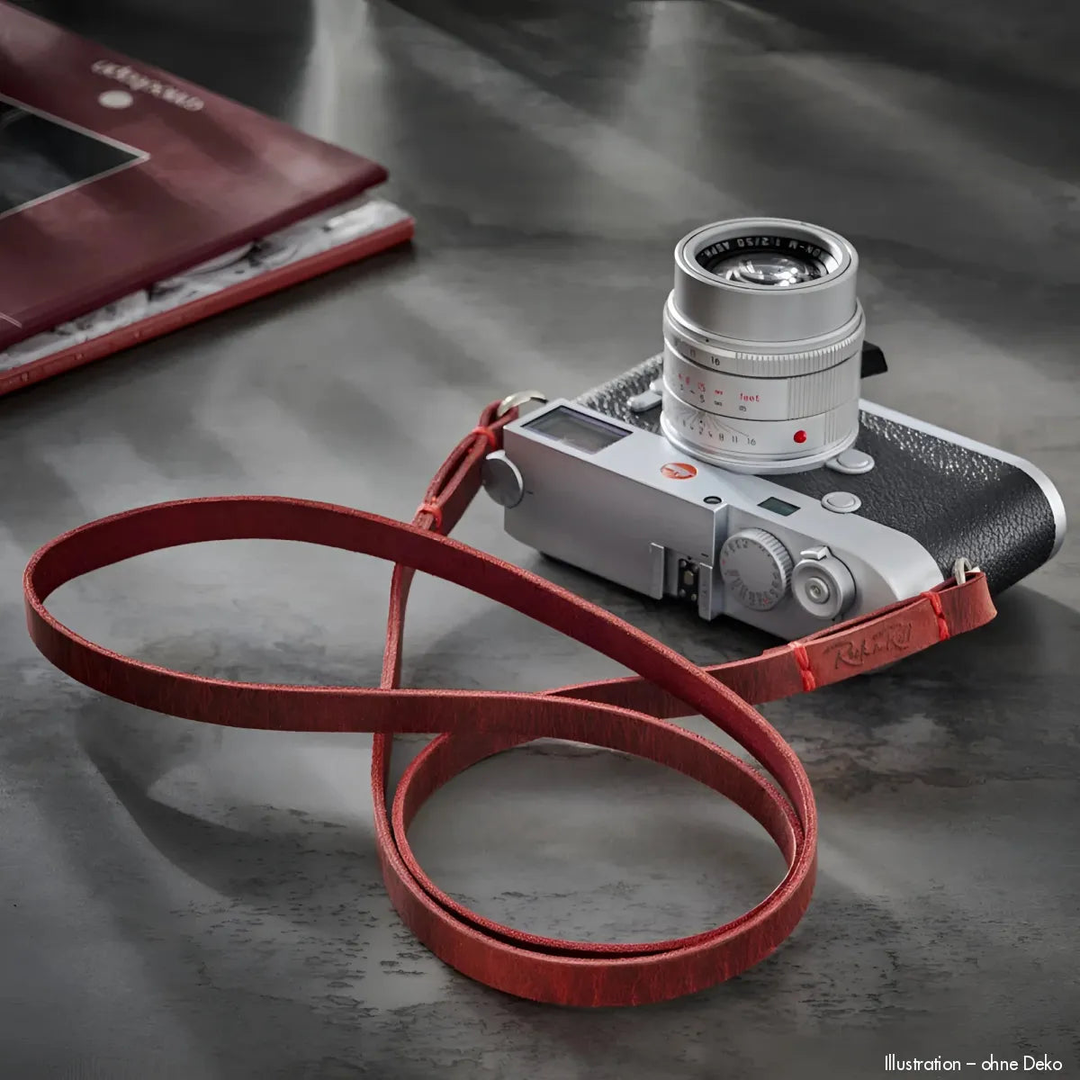 Rock n Roll Camera Straps And Bags Kameragurte | Schmaler Leder Schultergurt für Systemkameras in Vintage Rot | 100cm