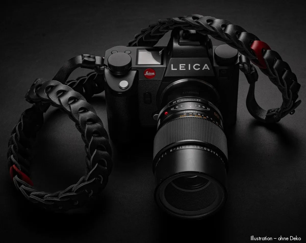 Rock n Roll Camera Straps And Bags Kameragurte | Schultergurt aus Leder in Schwarz Rot von für Leica Sl Sl3 s Kamera | 125cm