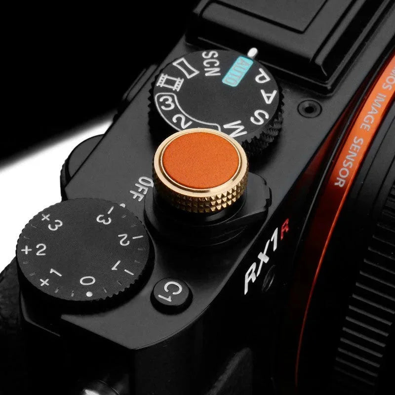Auslöseknöpfe | Leder, Messing, Orange | Gariz Design | Auslöseknopf Von Gariz Für Sony Rx Serie Kameras | Orange | Messing Und Leder