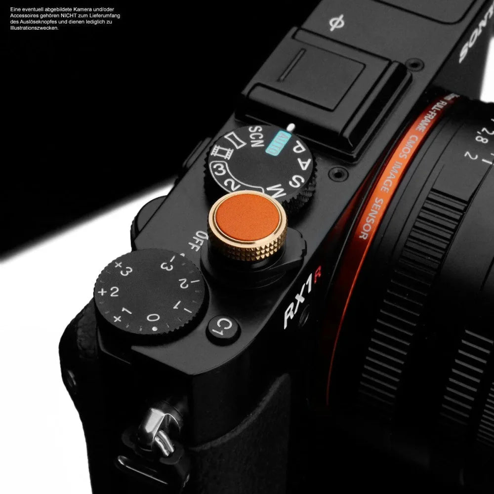 Auslöseknöpfe | Leder, Messing, Orange | Gariz Design | Auslöseknopf Von Gariz Für Sony Rx Serie Kameras | Orange | Messing Und Leder