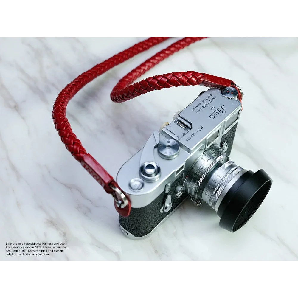 Kameragurte | Leder, Rot | Barton 1972 | Barton 1972 Leder Camera Strap | Geflochtenes Kameraband Aus Leder | Rot | 105cm