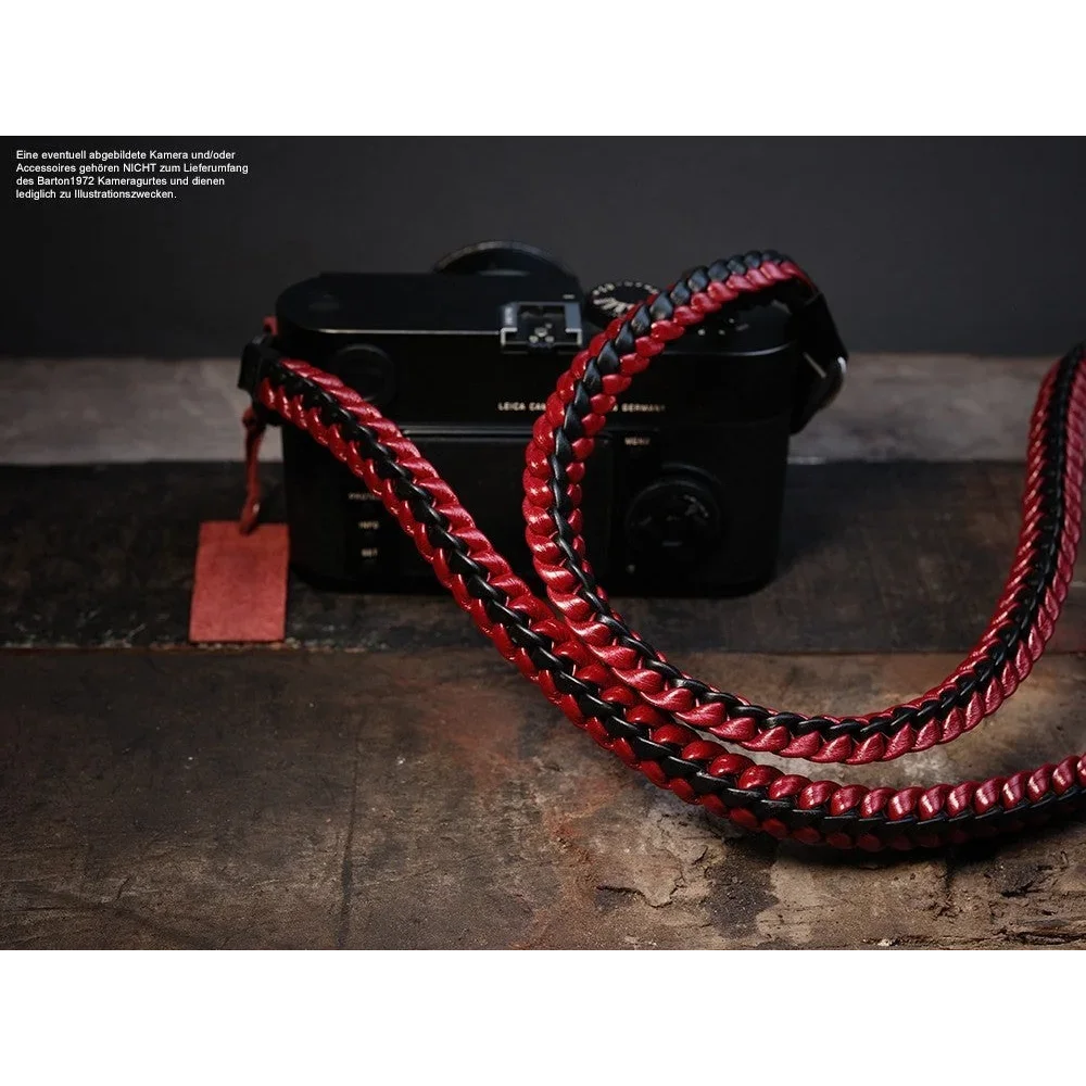Kameragurte | Leder, Schwarz Und Rot | Barton 1972 | Barton 1972 Tragegurt Für Kamera Aus Leder | Schwarz Rot | Annie Barton | 125cm