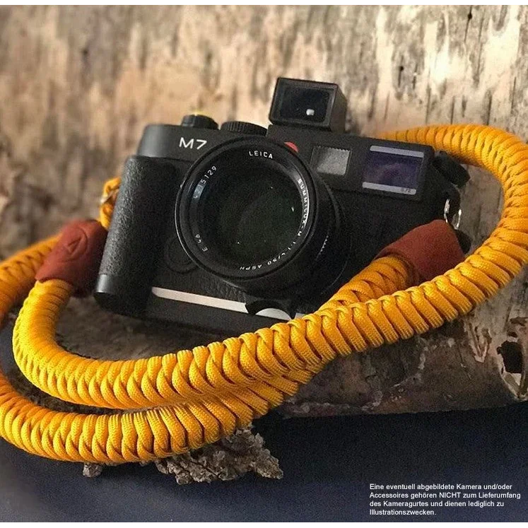 Kameragurte | Gelb / Gold, Leder, Seil | Monarch Vii | Camera Strap Aus Paracord Seil | Gelb | Monarch Vii Boa | Handgefertigt |gr.s