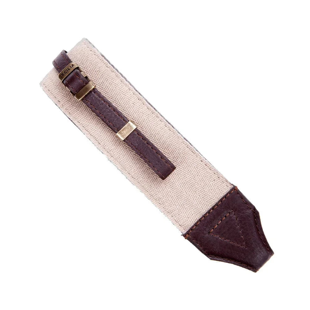 Kameragurte | Alpaka Wolle, Beige / Weiß, Leder | Cecilia Gallery | Cecilia Alpaka Wolle Leder Kamera-gurt / Schultergurt / Trageriemen /