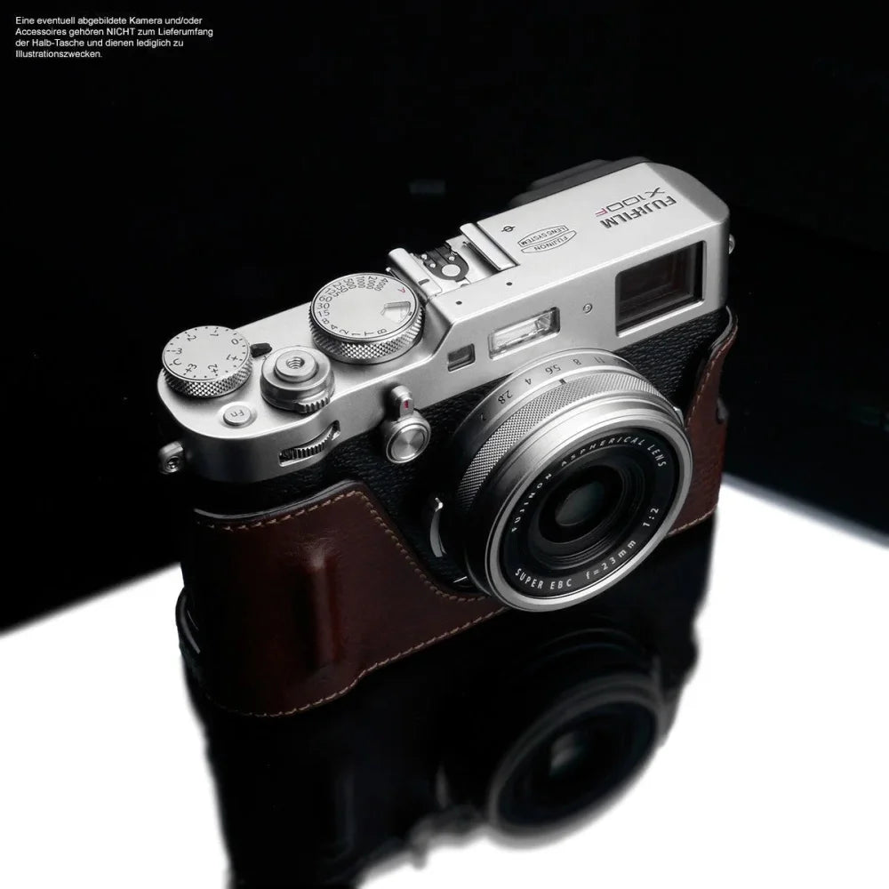 Half Case Bereitschaftstasche | Dunkelbraun, Fuji, Leder | Gariz Design | Designer Fototasche Aus Leder Für Fujifilm X100f In Braun Von