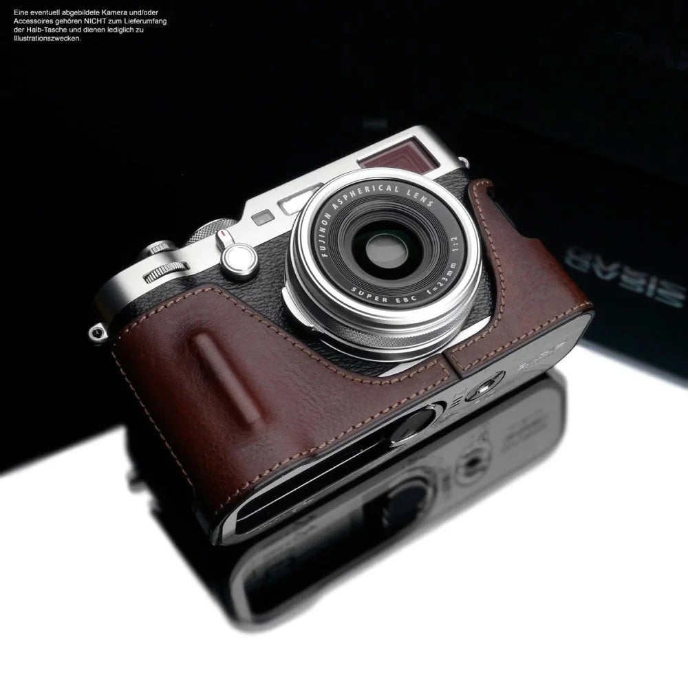 Half Case Bereitschaftstasche | Dunkelbraun, Fuji, Leder | Gariz Design | Designer Fototasche Aus Leder Für Fujifilm X100f In Braun Von