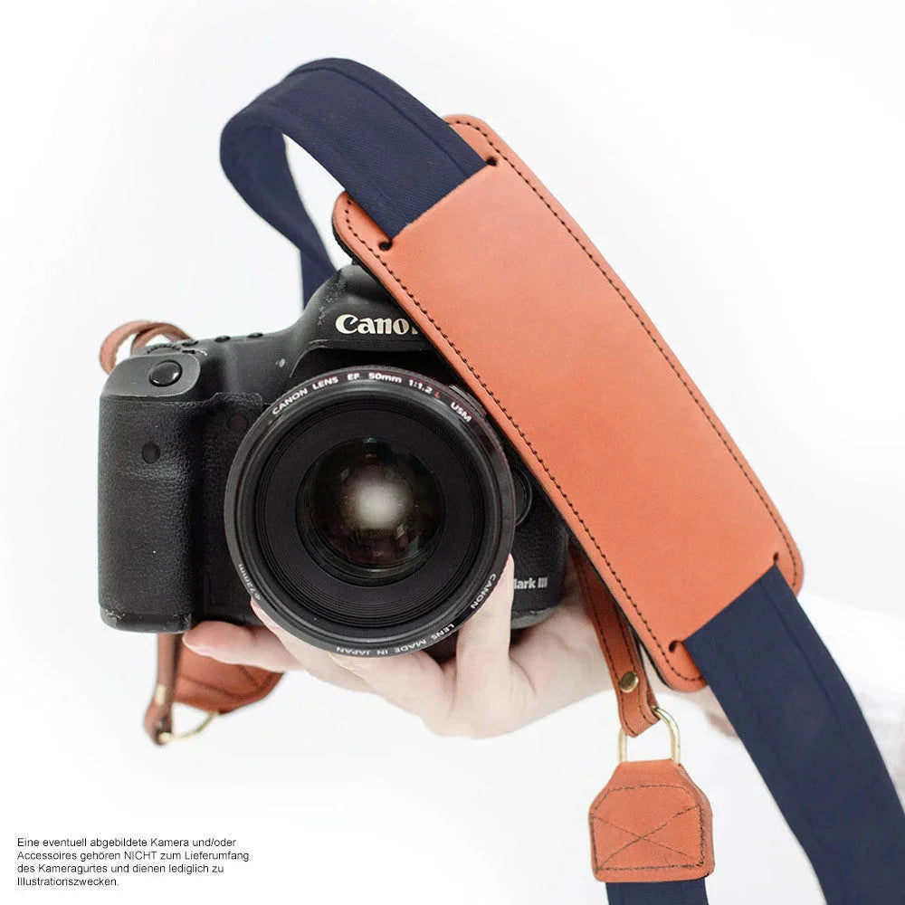 Kameragurte | Baumwolle, Blau, Leder | Fotostrap By Katie Norris Foto Usa | Fotostrap Kamera Tragegurt Aus Baumwolle Und Leder In Navy Blau