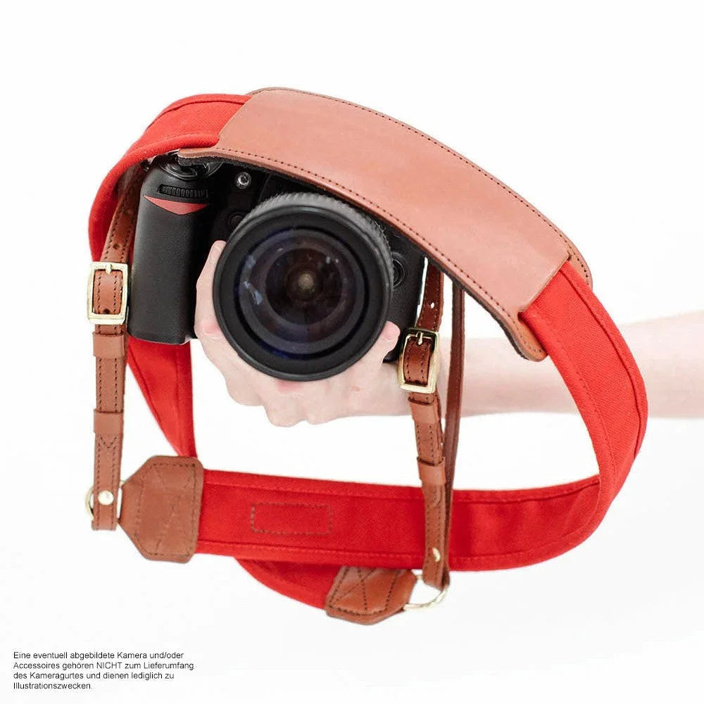 Kameragurte | Baumwolle, Leder, Rot | Fotostrap By Katie Norris Foto Usa | Fotostrap Kameraband Aus Leder Und Baumwoll Canvas | Rot | Katie