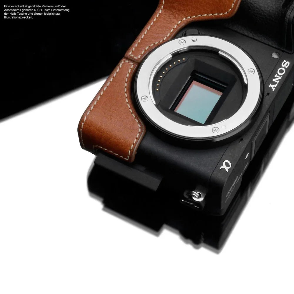 Half Case Bereitschaftstasche | Hellbraun, Leder, Sony | Gariz Design | Fototasche Aus Leder Für Sony Alpha 6500 A6500 In Hellbraun Von
