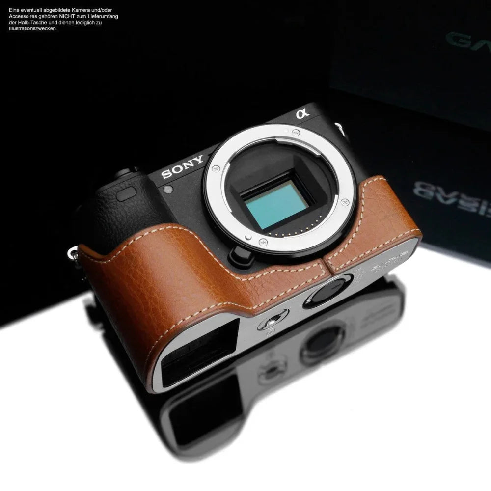 Half Case Bereitschaftstasche | Hellbraun, Leder, Sony | Gariz Design | Fototasche Aus Leder Für Sony Alpha 6500 A6500 In Hellbraun Von