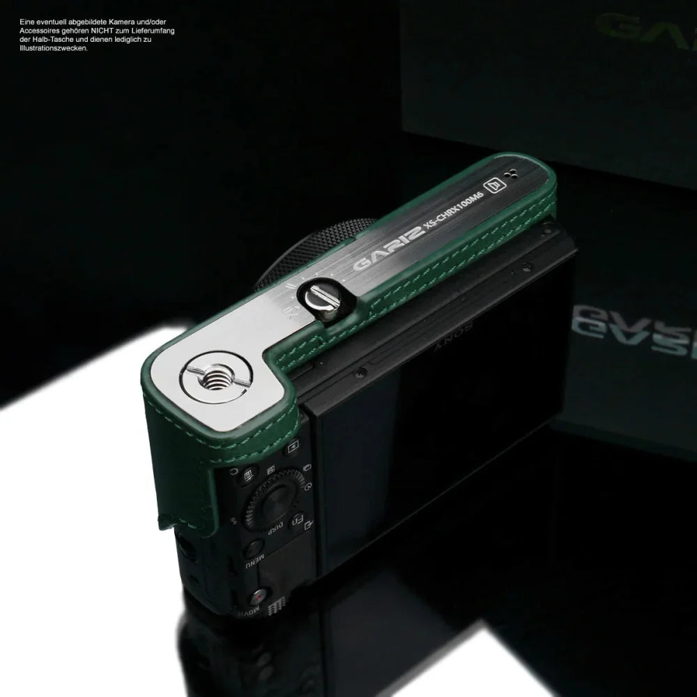 Half Case Bereitschaftstasche | Khaki / Grün, Leder, Sony | Gariz Design | Fototasche Aus Leder Für Sony Dsc-rx100 Vi Und Sony Rx100 Vii Von