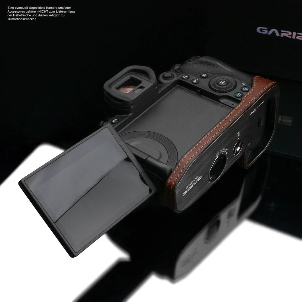 Half Case Bereitschaftstasche | Canon, Dunkelbraun, Leder | Gariz Design | Fototasche Für Canon Eos R5 Und Canon Eos R6 Aus Leder In Braun
