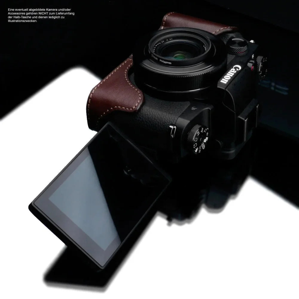 Half Case Bereitschaftstasche | Canon, Dunkelbraun, Leder | Gariz Design | Fototasche Für Canon G1x Mark Iii Aus Leder In Braun Von Gariz