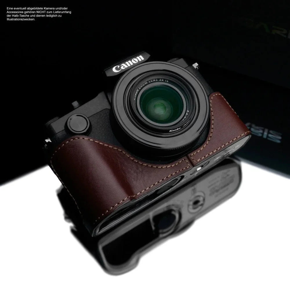 Half Case Bereitschaftstasche | Canon, Dunkelbraun, Leder | Gariz Design | Fototasche Für Canon G1x Mark Iii Aus Leder In Braun Von Gariz
