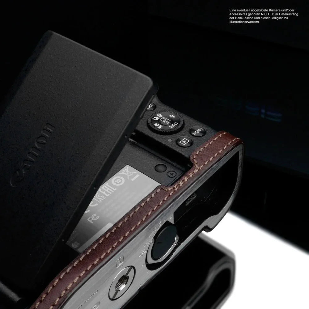 Half Case Bereitschaftstasche | Canon, Dunkelbraun, Leder | Gariz Design | Fototasche Für Canon G1x Mark Iii Aus Leder In Braun Von Gariz