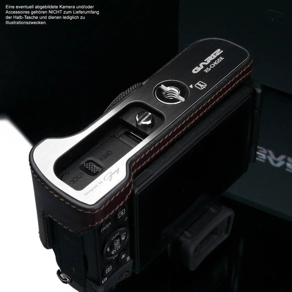 Half Case Bereitschaftstasche | Canon, Dunkelbraun, Leder | Gariz Design | Fototasche Für Canon Powershot G5x Bzw. G5 x Aus Leder Von Gariz