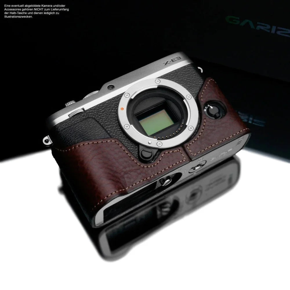 Half Case Bereitschaftstasche | Dunkelbraun, Fuji, Leder | Gariz Design | Fototasche Für Fuji X-e3 Aus Leder In Braun | Gariz Design |
