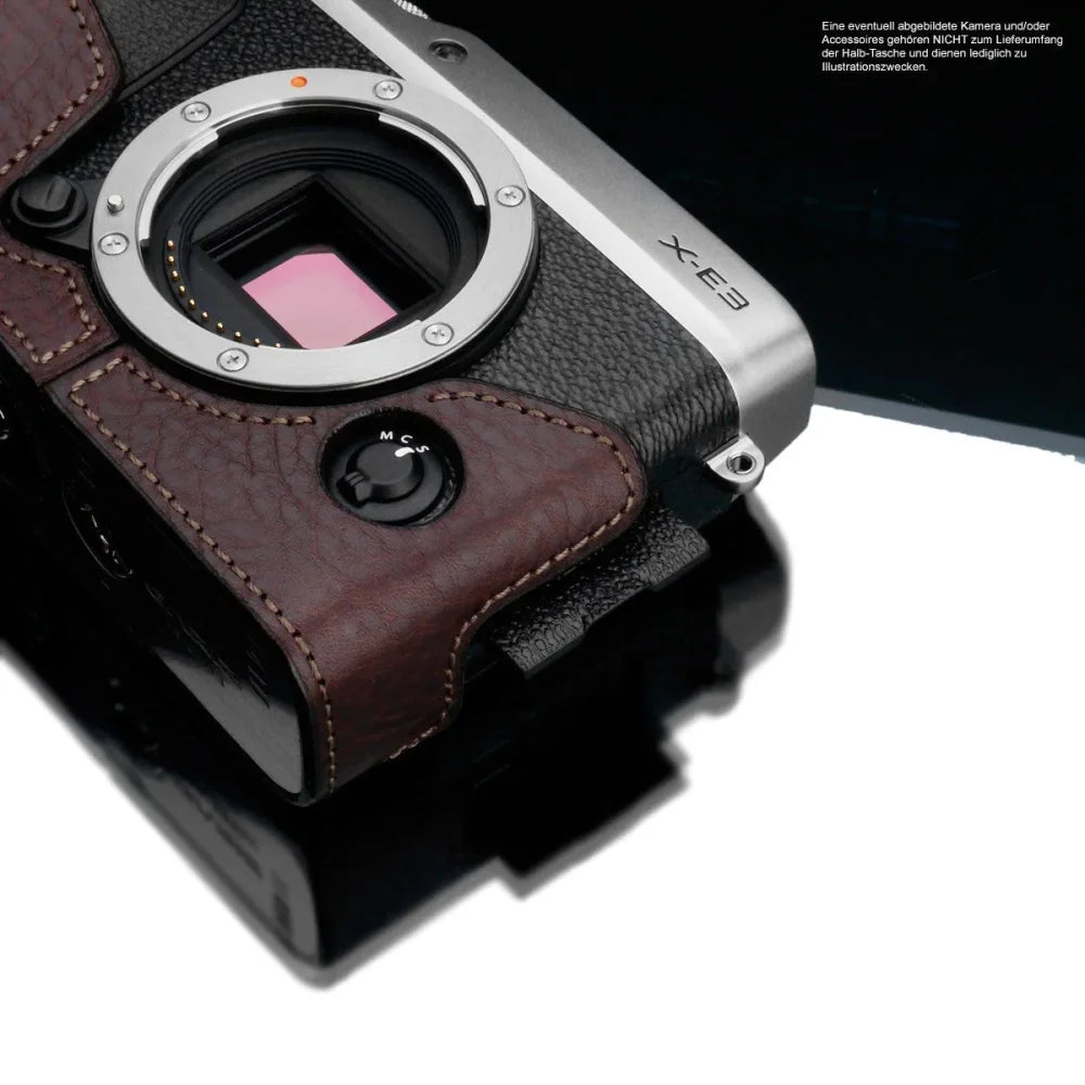 Half Case Bereitschaftstasche | Dunkelbraun, Fuji, Leder | Gariz Design | Fototasche Für Fuji X-e3 Aus Leder In Braun | Gariz Design |