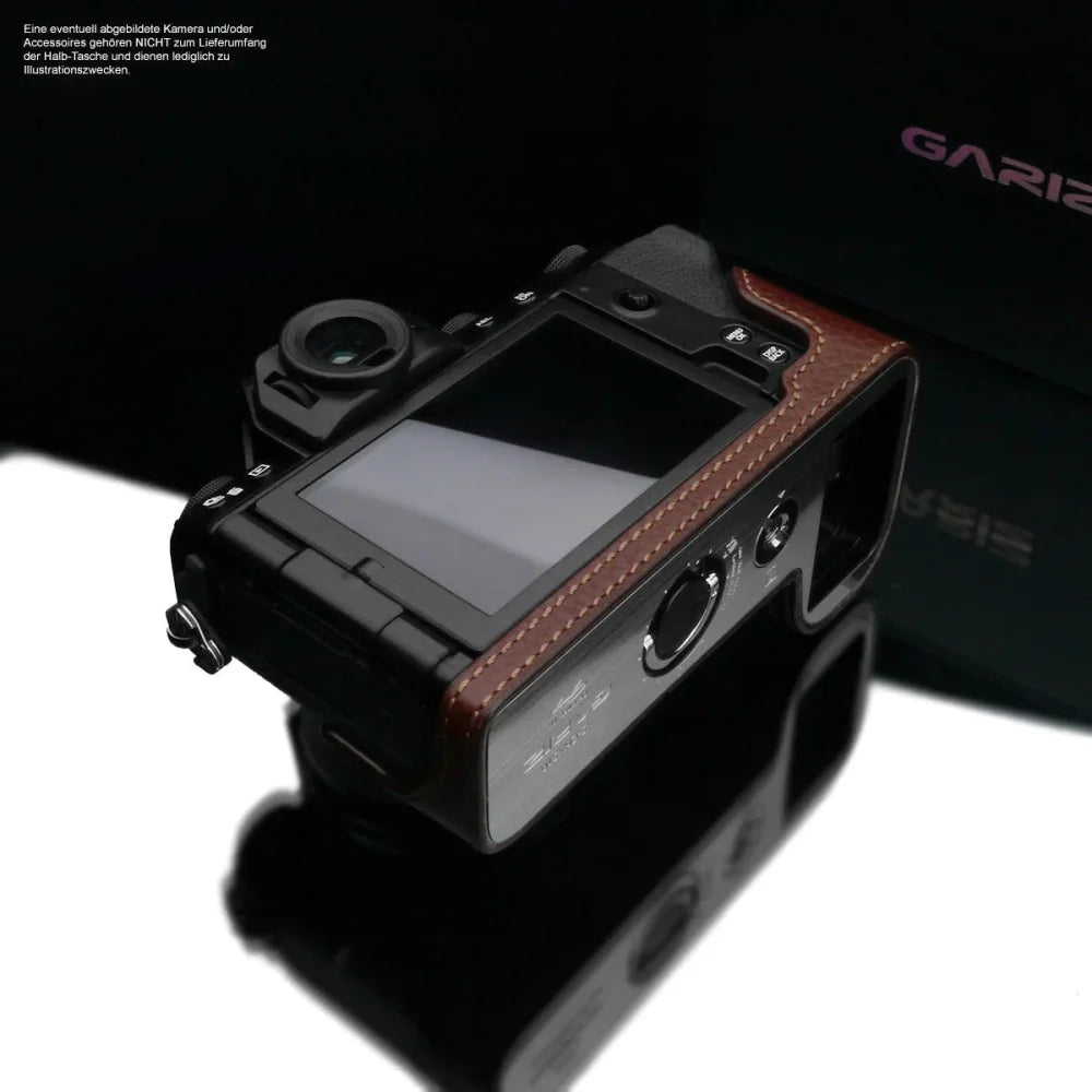 Half Case Bereitschaftstasche | Dunkelbraun, Fuji, Leder | Gariz Design | Fototasche Für Fuji X-s10 Bzw. Xs10 Aus Feinstem Leder In Braun
