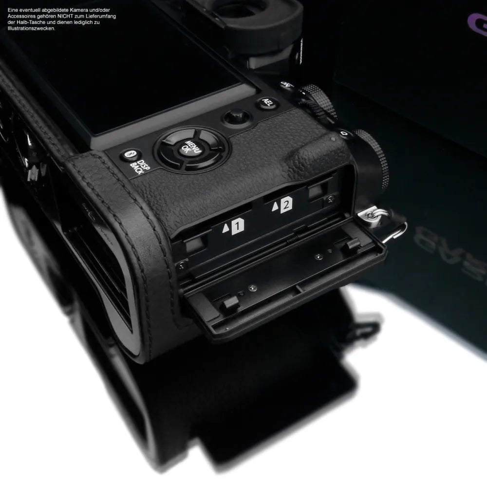 Gariz Design Half Case Bereitschaftstasche | Fuji - Leder - Schwarz | Fototasche Für Fuji X-t5 Kamera Aus Leder In Schwarz Von Gariz Design