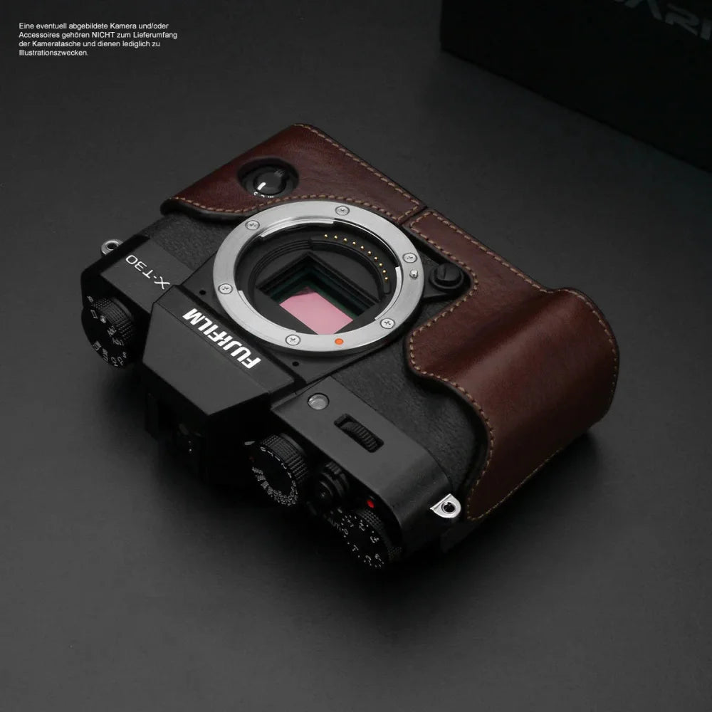 Half Case Bereitschaftstasche | Dunkelbraun, Fuji, Leder | Gariz Design | Fototasche Für Fujifilm X-t30 Ii X-t30 X-t20 In Braun Aus Leder