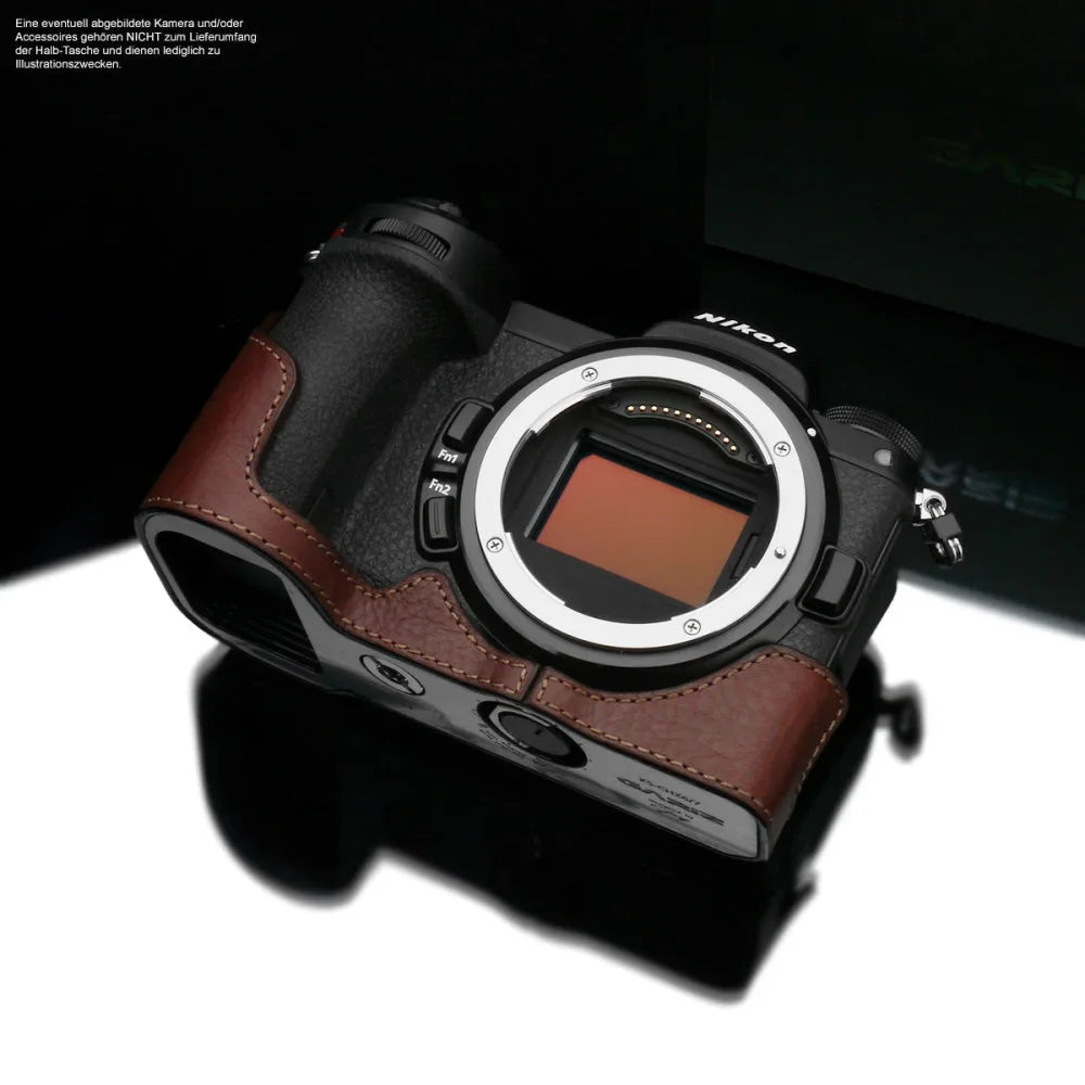 Half Case Bereitschaftstasche | Dunkelbraun, Leder, Nikon | Gariz Design | Fototasche Für Nikon Z6 Und Nikon Z7 | Tasche Aus Leder | Gariz