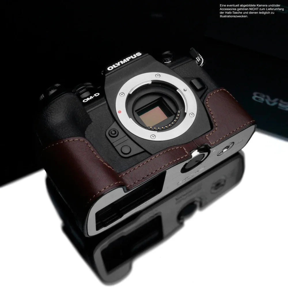 Half Case Bereitschaftstasche | Dunkelbraun, Leder, Olympus | Gariz Design | Fototasche Für Olympus Om-d E‑m1 Mark Iii Von Gariz Design |