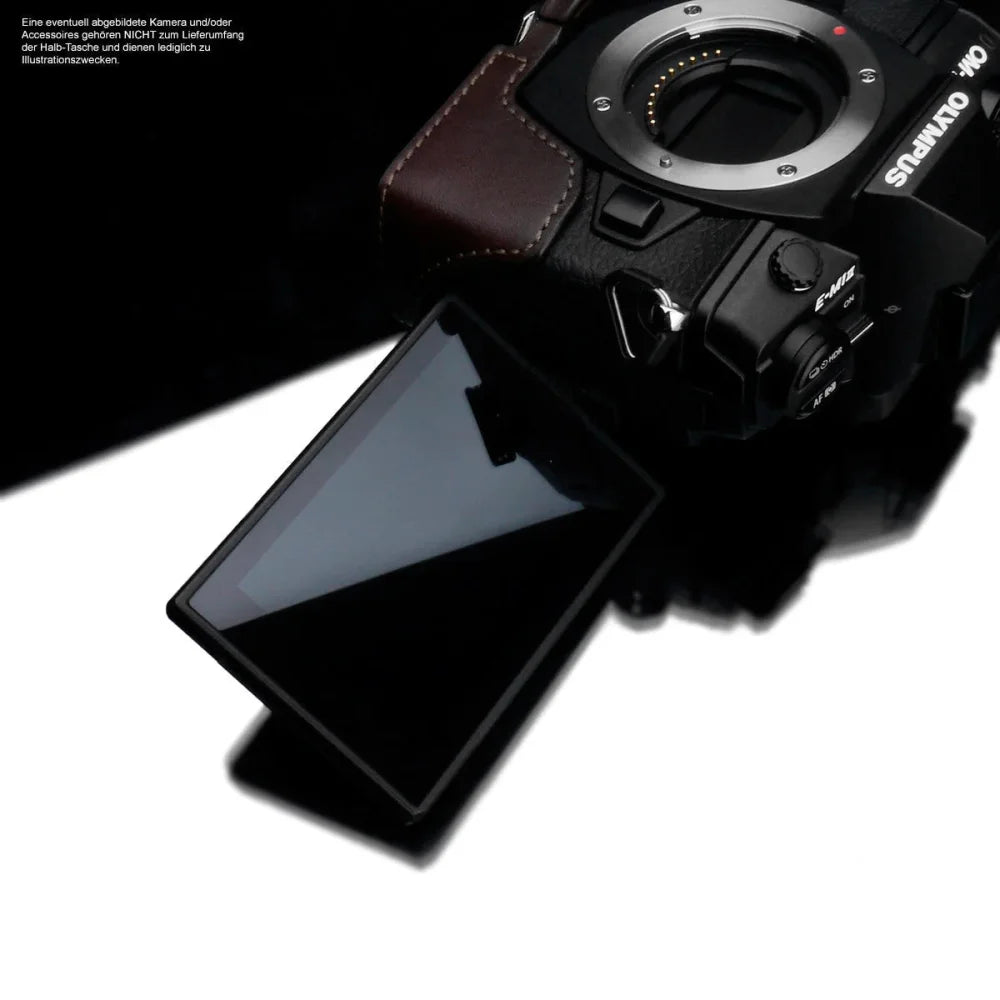 Half Case Bereitschaftstasche | Dunkelbraun, Leder, Olympus | Gariz Design | Fototasche Für Olympus Om-d E‑m1 Mark Iii Von Gariz Design |