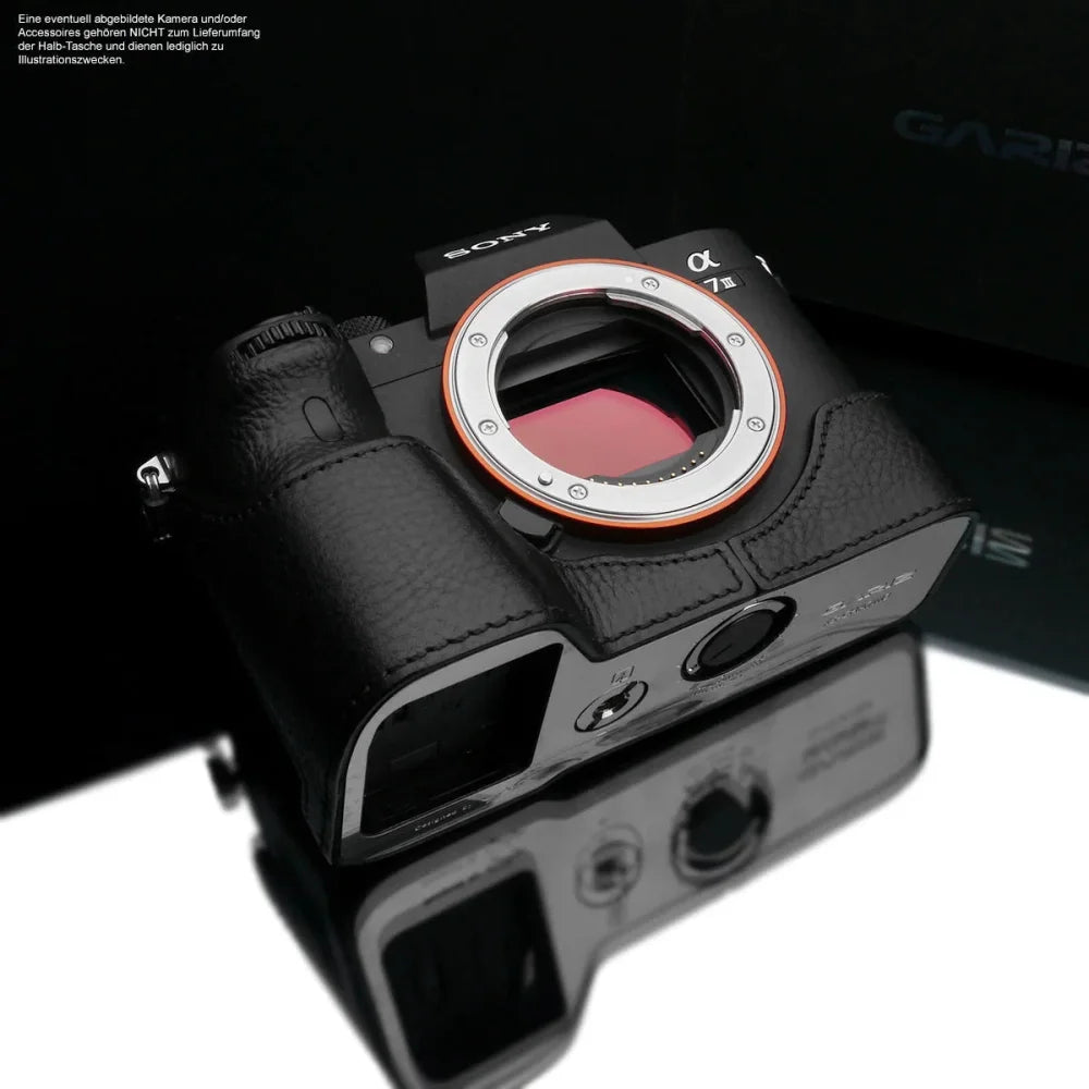 Half Case Bereitschaftstasche | Leder, Schwarz, Sony | Gariz Design | Fototasche Für Sony A7 Iii Sony Alpha 7r Iii Und Sony A9 In Schwarz