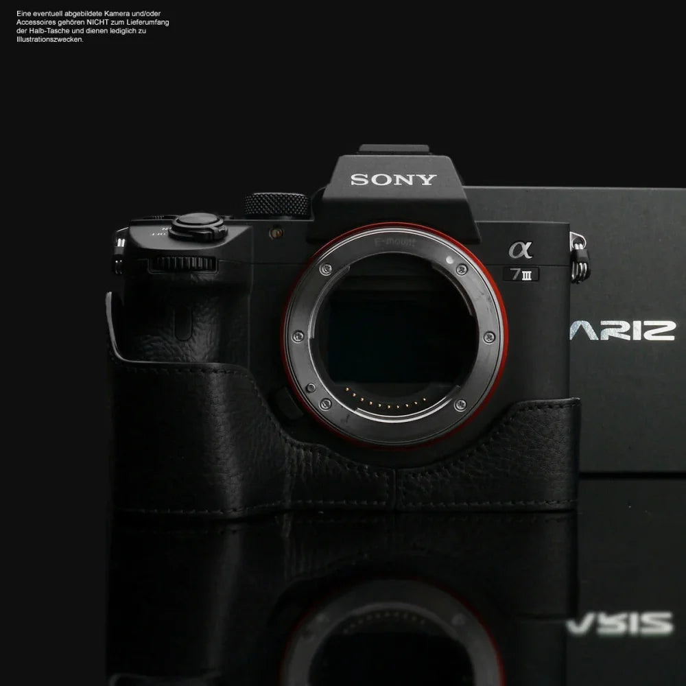 Half Case Bereitschaftstasche | Leder, Schwarz, Sony | Gariz Design | Fototasche Für Sony A7 Iii Sony Alpha 7r Iii Und Sony A9 In Schwarz