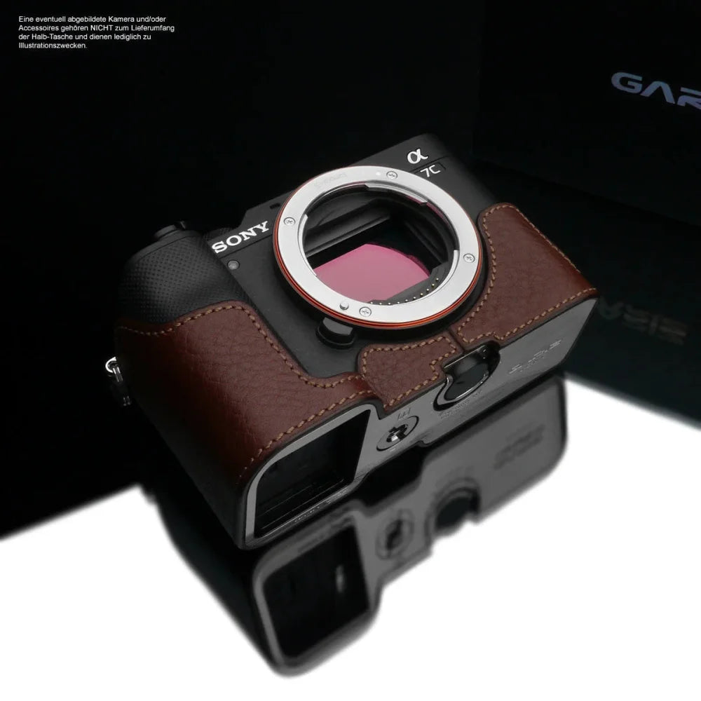 Half Case Bereitschaftstasche | Dunkelbraun, Leder, Sony | Gariz Design | Fototasche Für Sony Alpha 7c | Ilce-7cl | Von Gariz Design | Leder