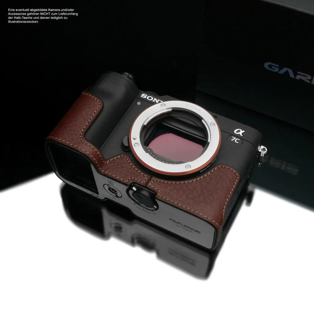 Half Case Bereitschaftstasche | Dunkelbraun, Leder, Sony | Gariz Design | Fototasche Für Sony Alpha 7c | Ilce-7cl | Von Gariz Design | Leder