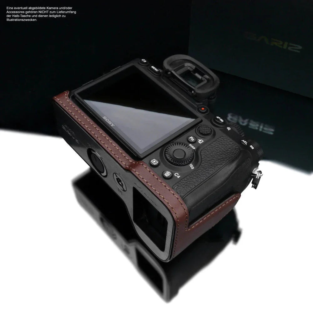 Half Case Bereitschaftstasche | Dunkelbraun, Leder, Sony | Gariz Design | Fototasche Für Sony Alpha 9 Mark Ii | Braun | Italienisches Leder