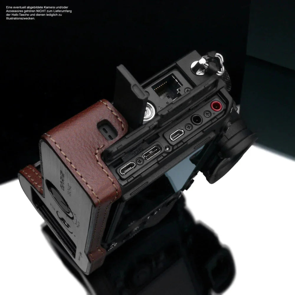Half Case Bereitschaftstasche | Dunkelbraun, Leder, Sony | Gariz Design | Fototasche Für Sony Alpha 9 Mark Ii | Braun | Italienisches Leder